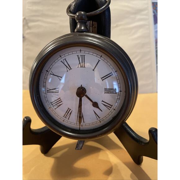 Brass Cased Hanging Battery Decorative Clock w/ Roman Numerals 5.75 - Picture 2 of 6